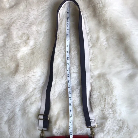 Vera Wang Red Vegan Leather Crossbody Bag with Canvas Strap - Picture 9 of 10